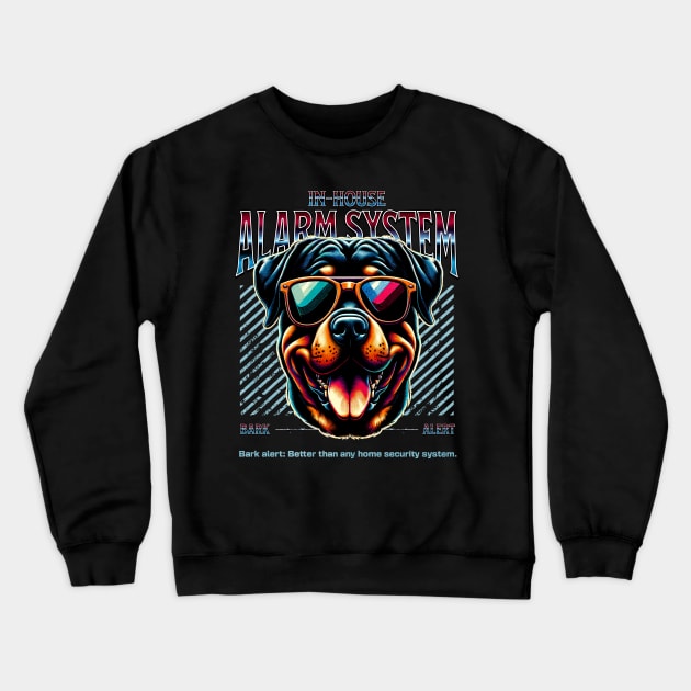 Bark Alert Rottweiler Dog Crewneck Sweatshirt by Miami Neon Designs